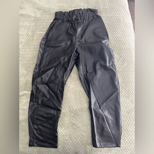 Zara black leather cropped pants